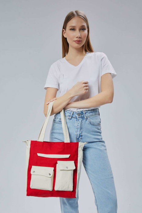 Zoozie Bags Bolsa Tote de Lona Roja